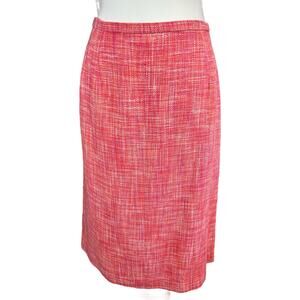 Talbots Pure Silk Skirt Sze 14 Heather Pink Tweed A Line Lined Back Zip and Slit